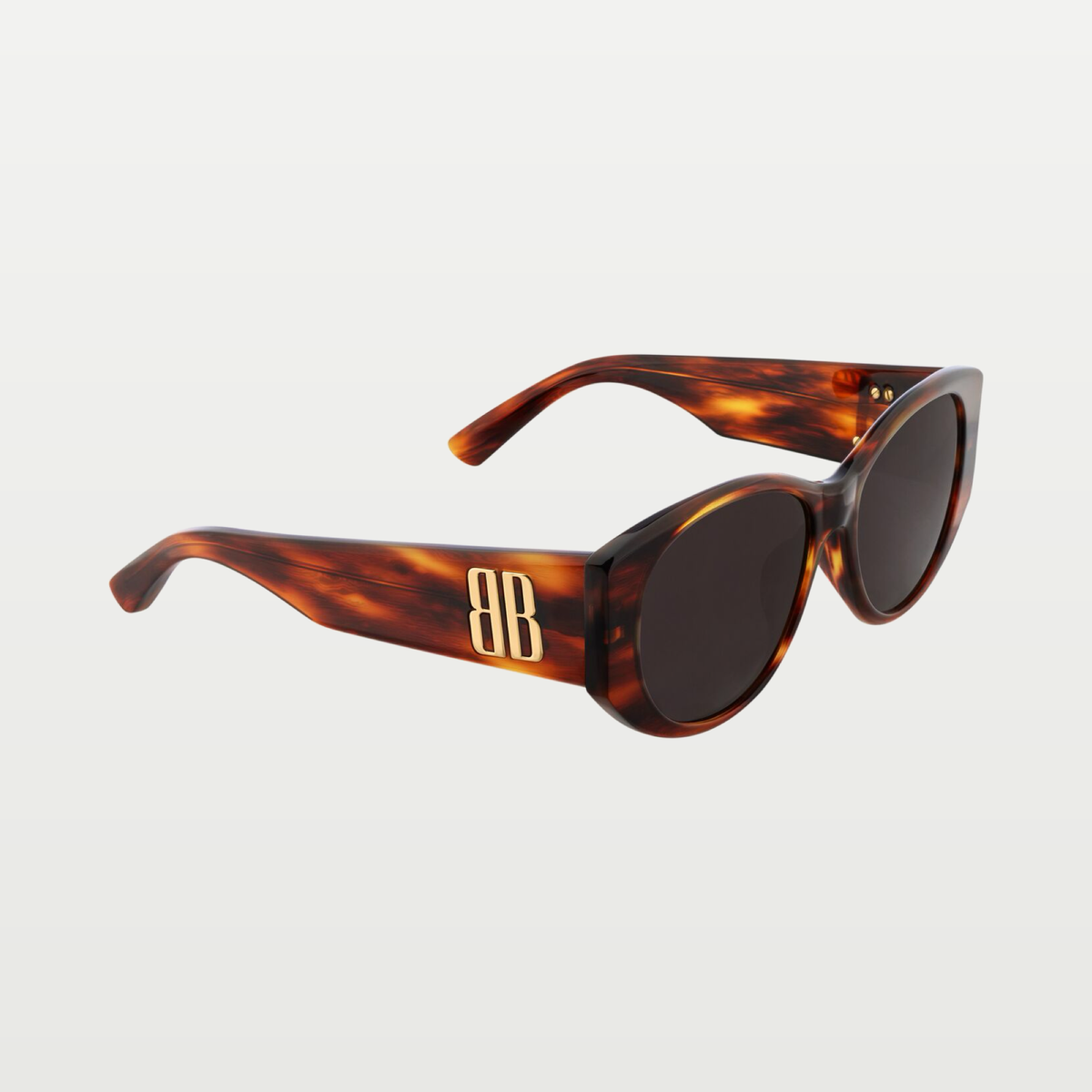 Balenciaga Nano Round Sunglasses in Brown Havana