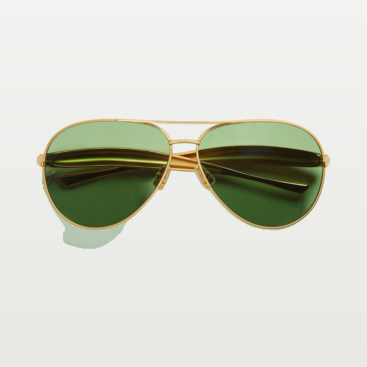 Bottega Veneta Sardine Aviator Sunglasses in Gold/green