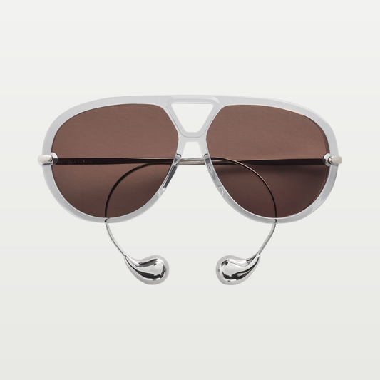 Bottega Veneta Drop Aviator Sunglasses in Grey/brown