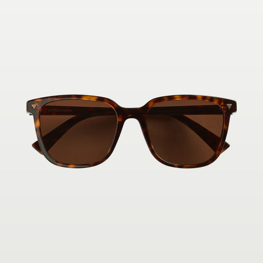 Bottega Veneta Soft Recycled Acetate Square Sunglasses in Havana / Brown