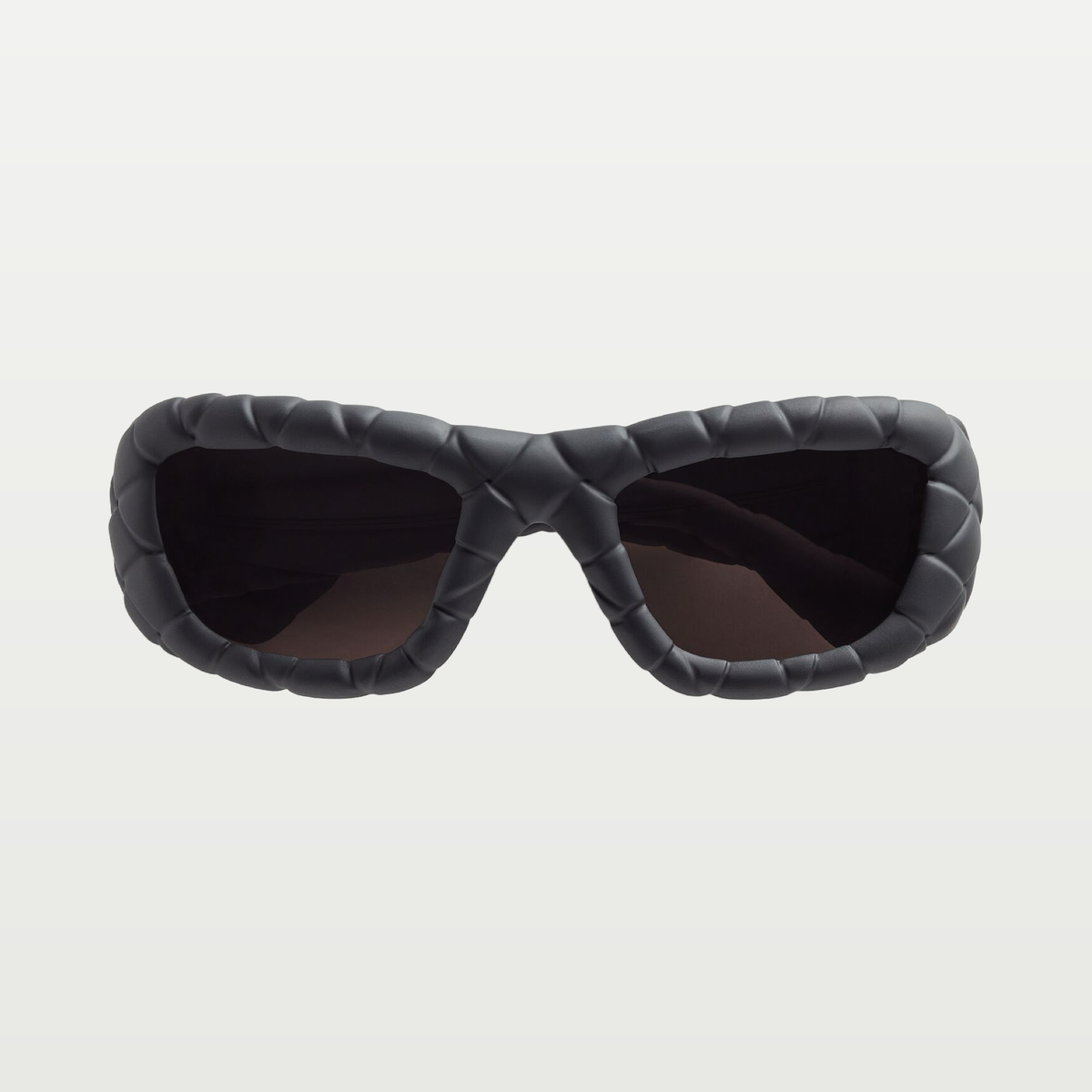 Bottega Veneta Intrecciato Rectangular Sunglasses in Black/grey