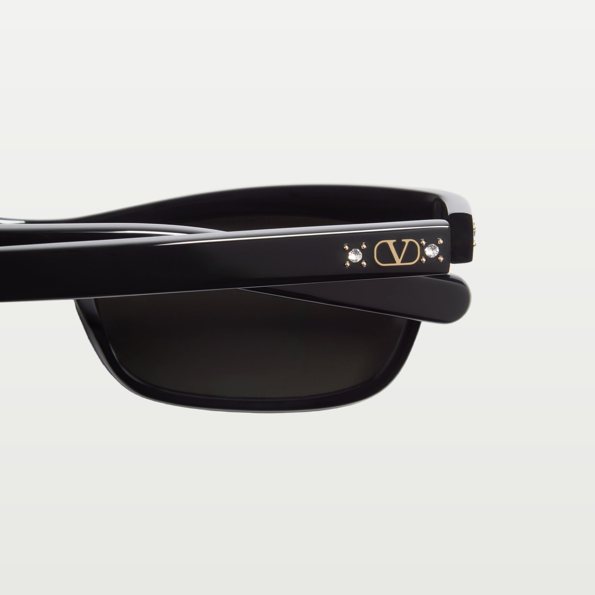 Valentino Rectangular Acetate Frames — BLACK/GRAY