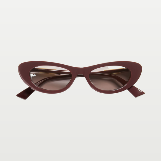 Bottega Veneta Snap Oval Sunglasses in Burgundy/brown