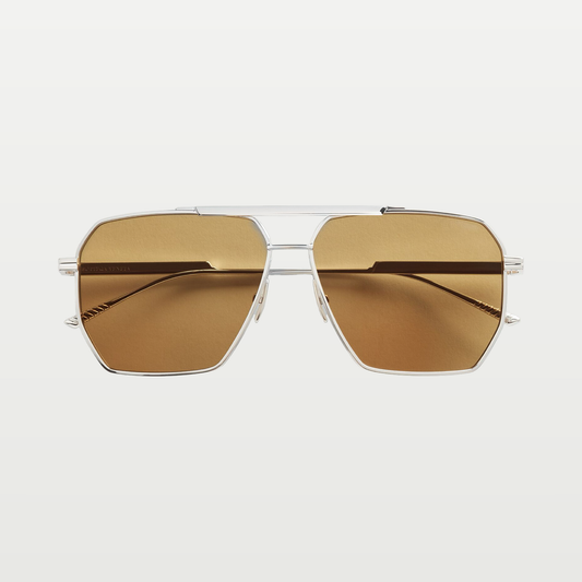 Bottega Veneta Men's Classic Aviator Sunglasses in Silver / Brown