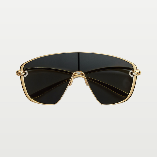 Bottega Veneta Knot Shield Sunglasses in Gold/smoke