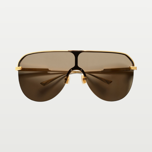 Bottega Veneta Long Ribbon Shield Sunglasses in Gold/brown