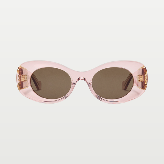 LOEWE Beveled Oval Maxi Anagram sunglasses in Transparent Antique Rose