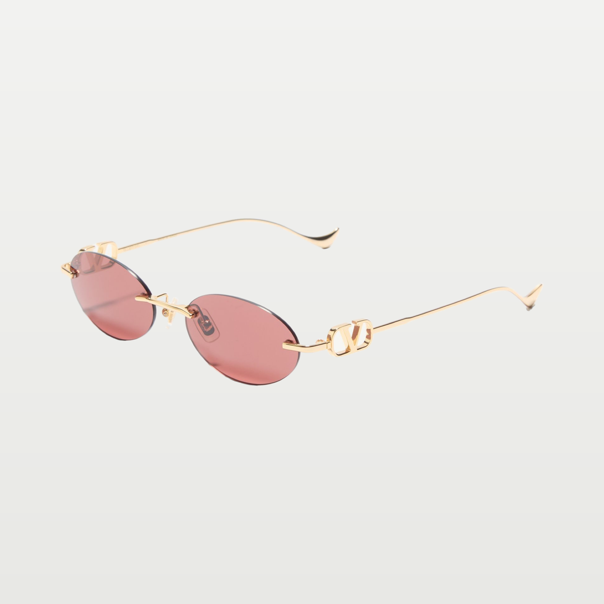Valentino Geometric Metal Eyewear — GOLD/BROWN