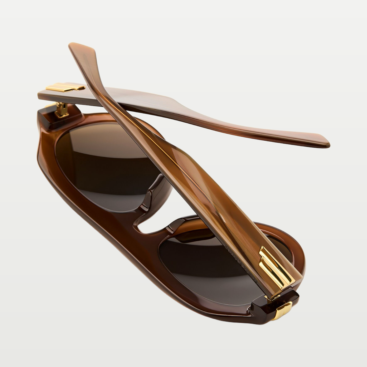 Bottega Veneta Mitre Aviator Sunglasses in Brown/brown