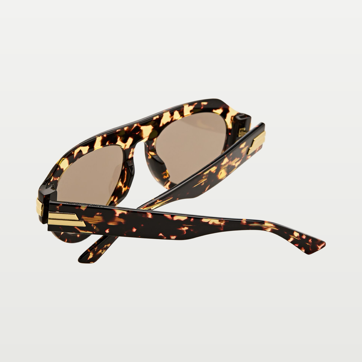 Bottega Veneta Mitre Aviator Sunglasses in Havana/brown
