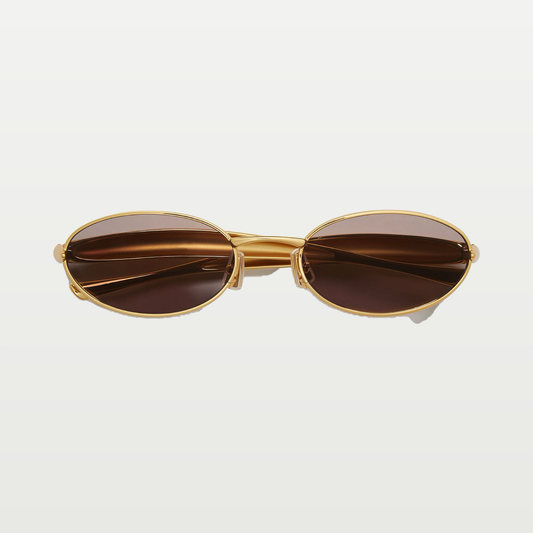 Bottega Veneta Sardine Oval Sunglasses in Gold/grey