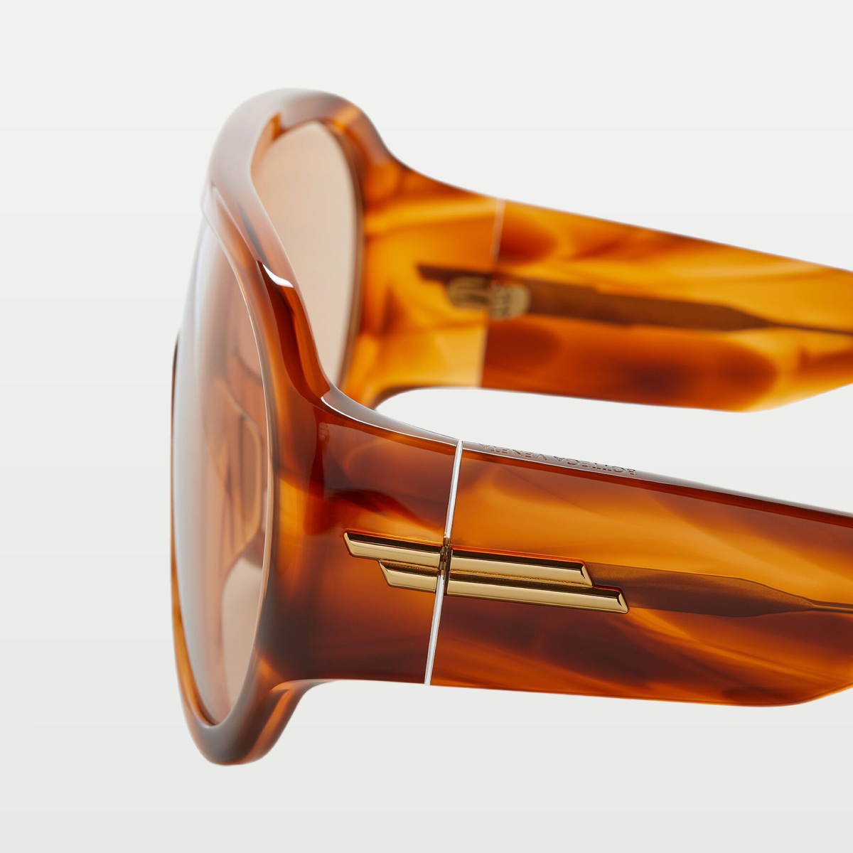 Bottega Veneta Scudo Shield Sunglasses in Havana/brown