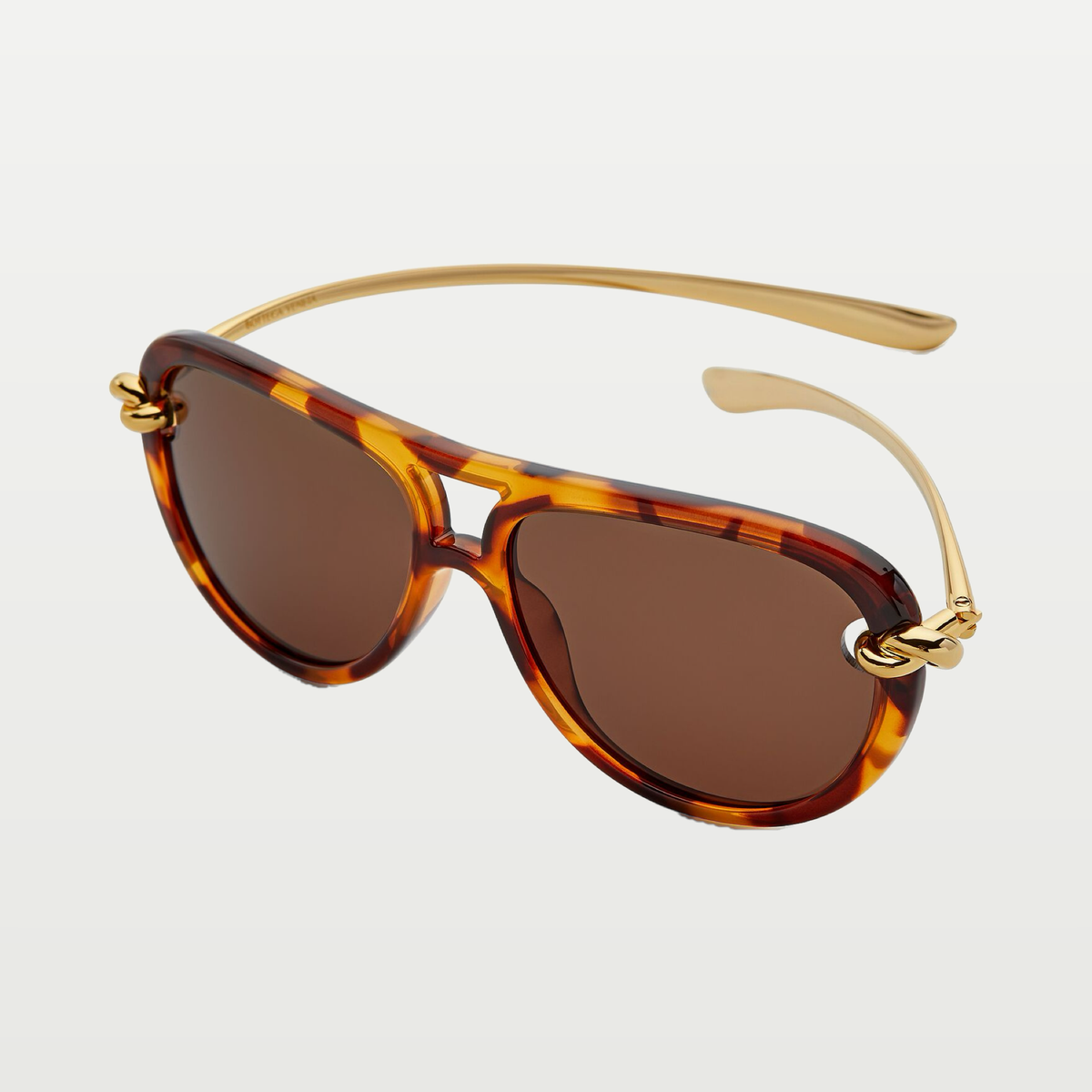 Bottega Veneta Knot Aviator Sunglasses in Havana/brown