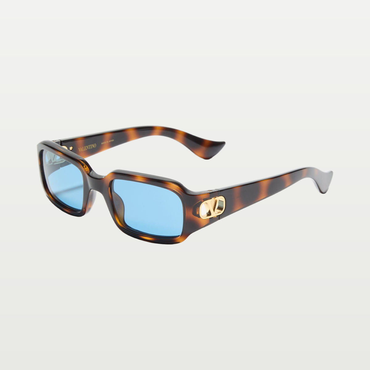 Valentino Rectangular Acetate Eyewear — HAVANA/BLUE