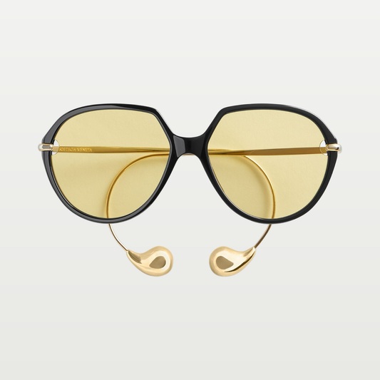 Bottega Veneta Drop Squared Sunglasses in Black/yellow