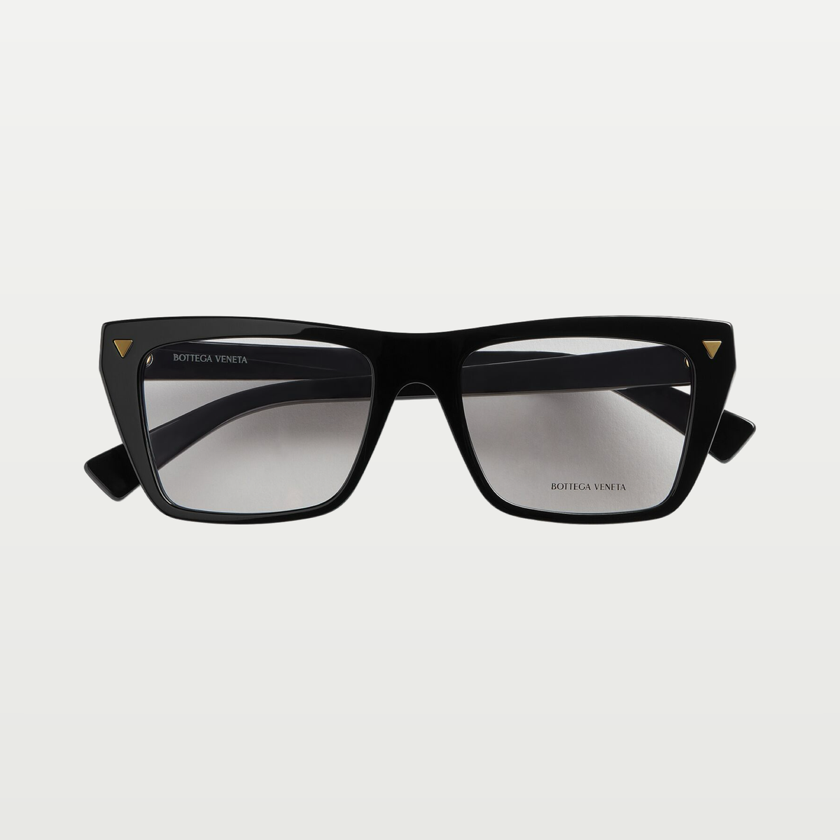 Bottega Veneta Soft Recycled Acetate Square Eyeglasses in Black/transparent
