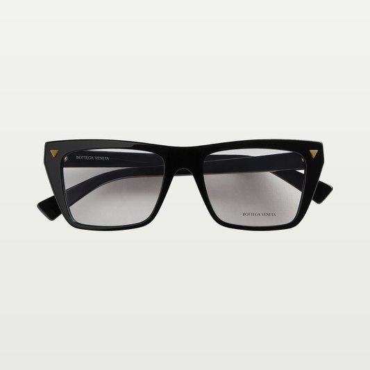 Bottega Veneta Soft Recycled Acetate Square Eyeglasses in Black/transparent