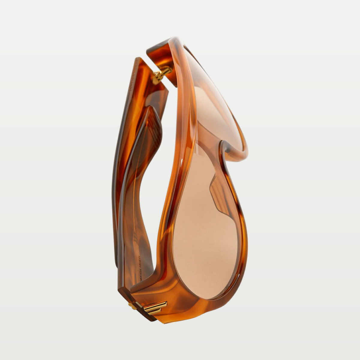 Bottega Veneta Scudo Shield Sunglasses in Havana/brown
