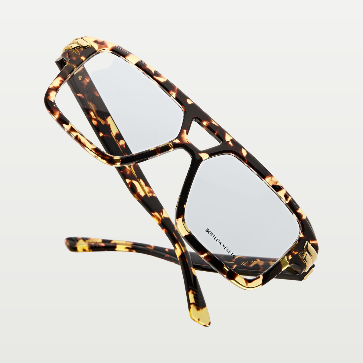 Bottega Veneta Mitre Aviator Eyeglasses in Havana/transparent