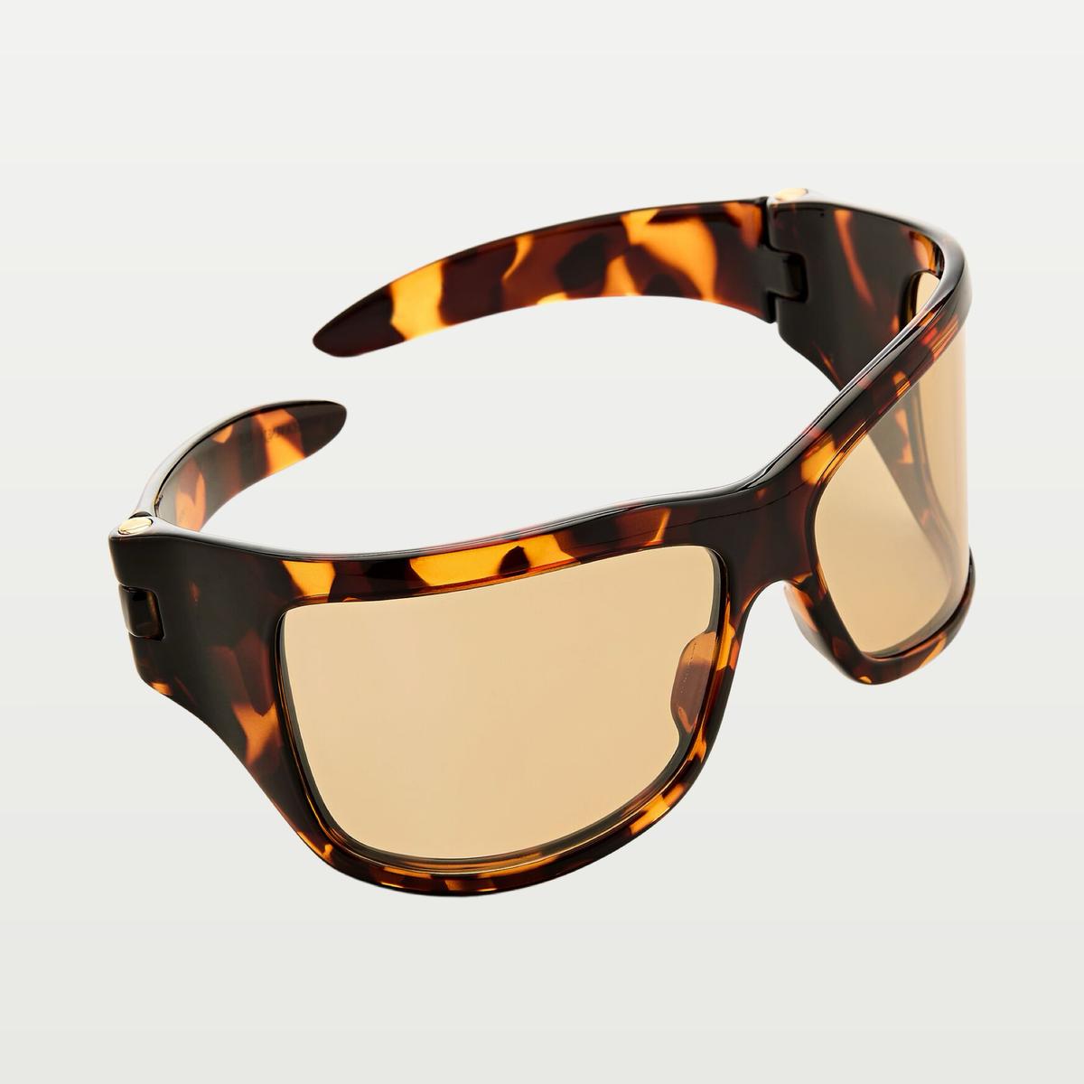 Bottega Veneta Intrecciato Wraparound Sunglasses in Havana/yellow