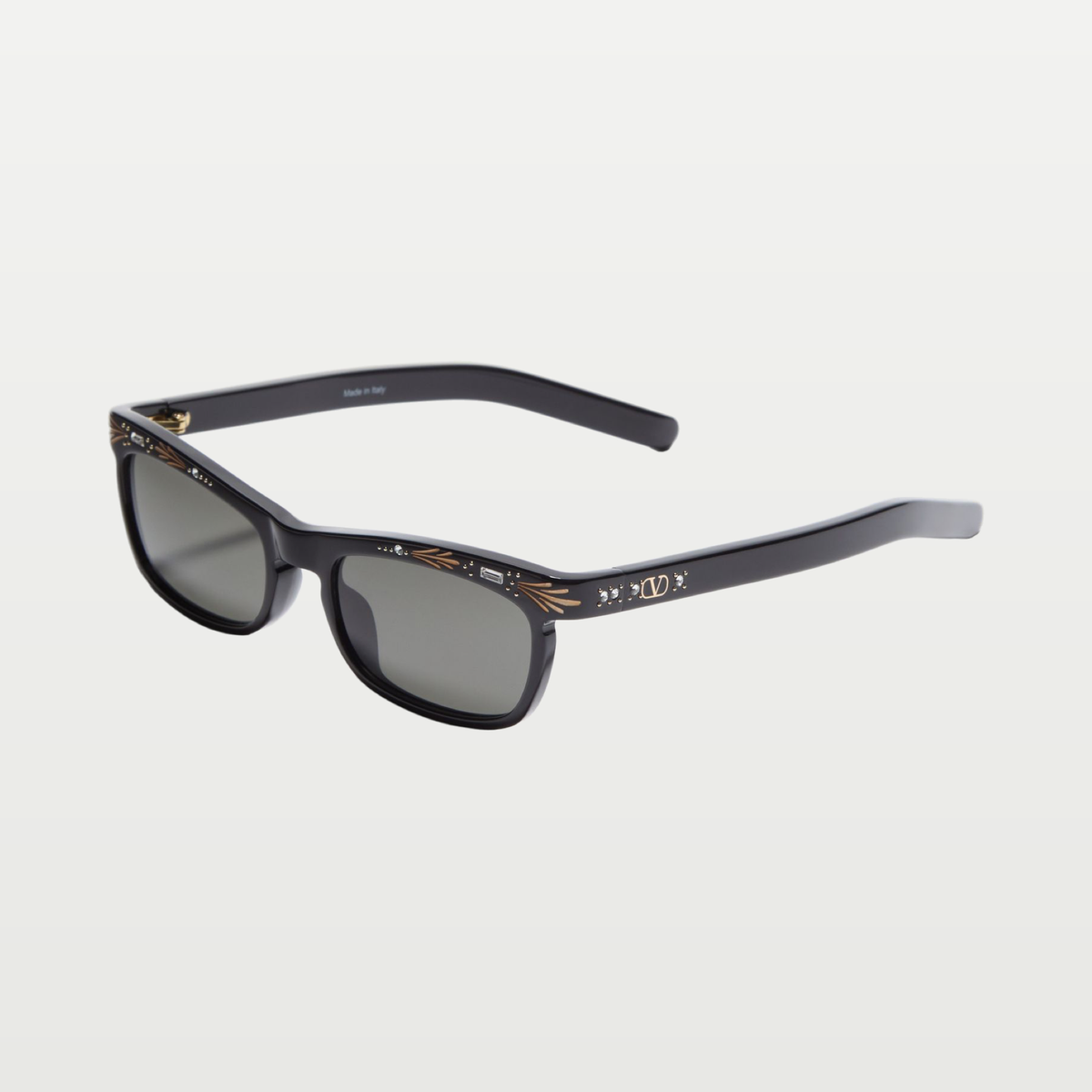Valentino Rectangular Acetate Frames — BLACK/GRAY
