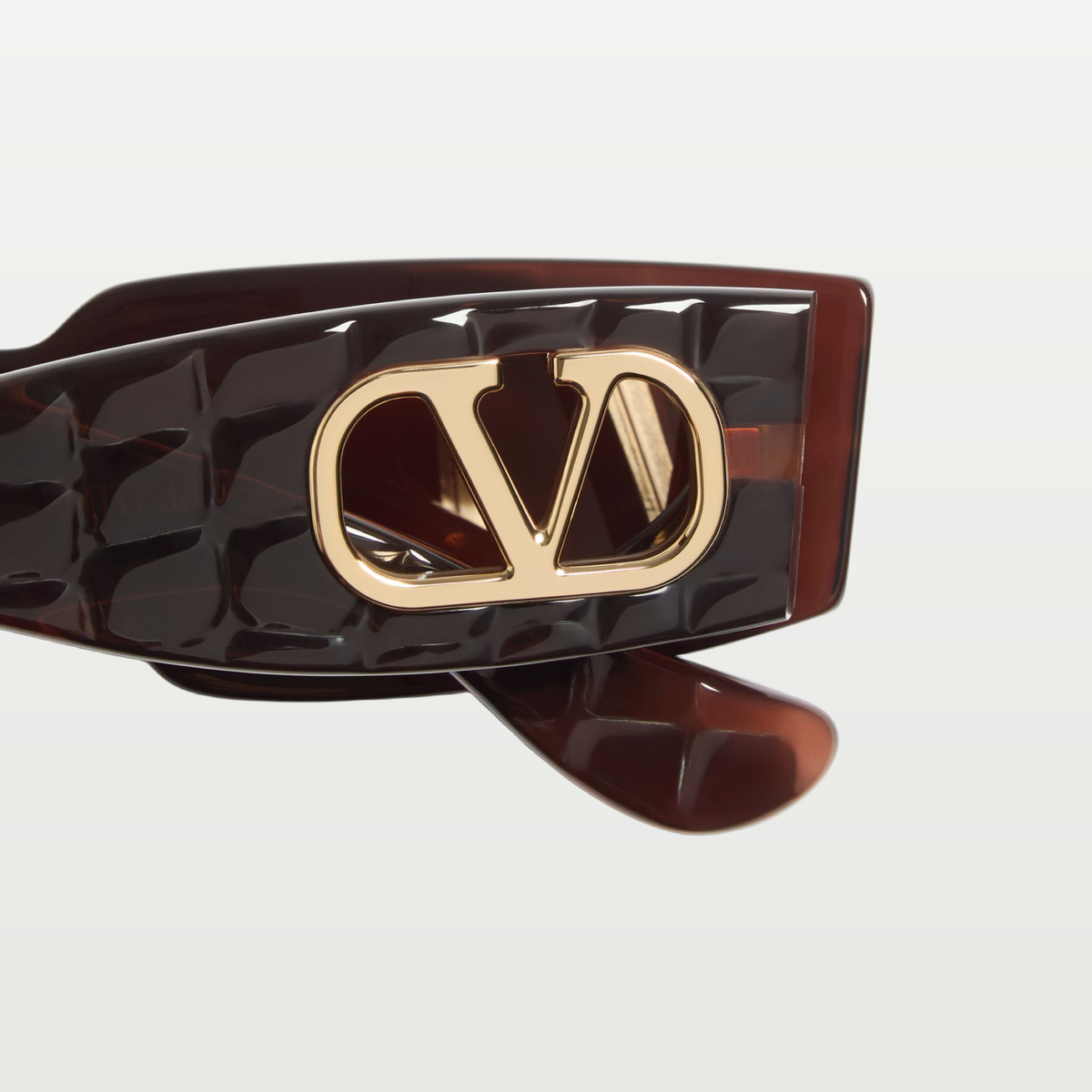 Valentino Rectangular Acetate Eyewear — BROWN