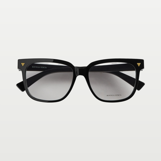 Bottega Veneta Women's Soft Recycled Acetate Square Eyeglasses in Black/transparent