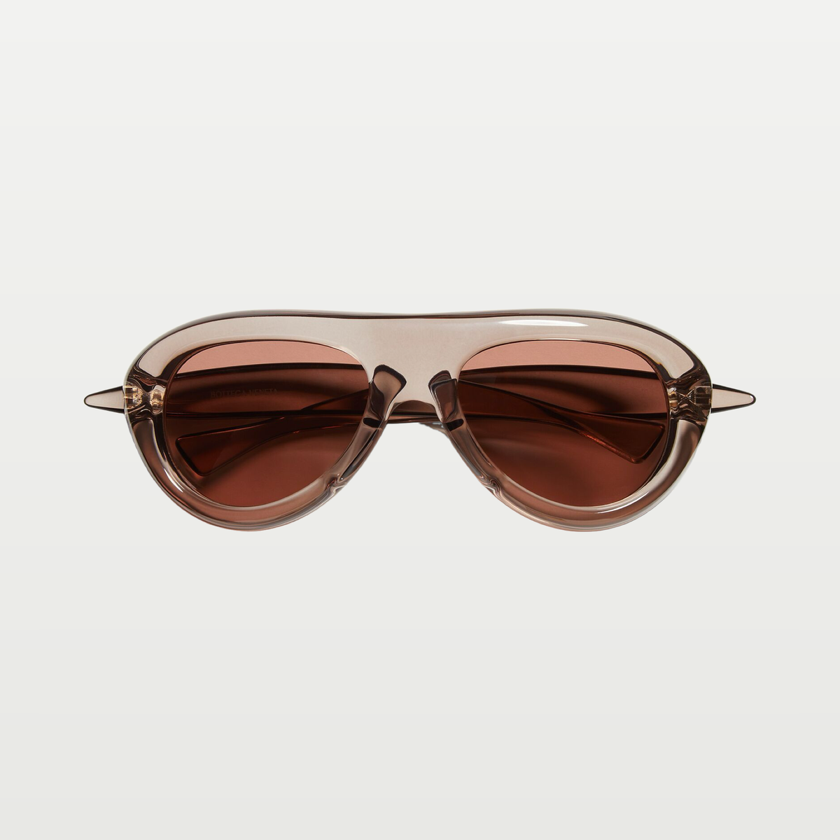Bottega Veneta Sardine Aviator Sunglasses in Brown/red