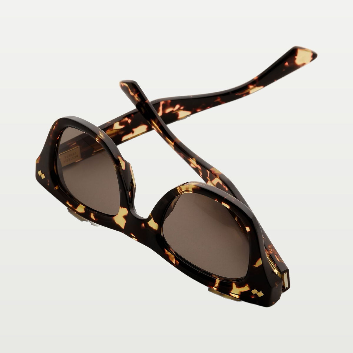Bottega Veneta Dizzy Squared Sunglasses in Havana/brown