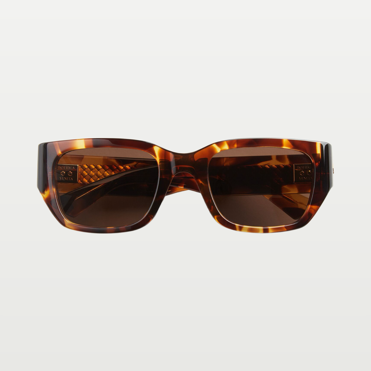 Bottega Veneta Intrecciato Square Sunglasses in Havana/brown