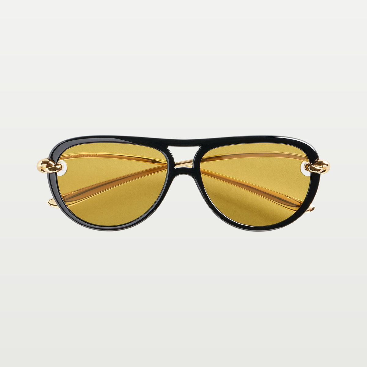 Bottega Veneta Knot Aviator Sunglasses in Black/yellow