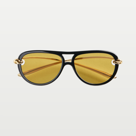 Bottega Veneta Knot Aviator Sunglasses in Black/yellow