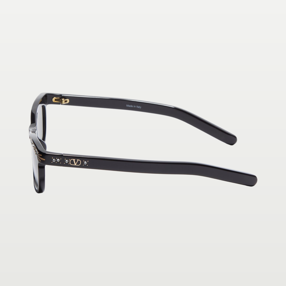 Valentino Rectangular Acetate Frames — BLACK/GRAY