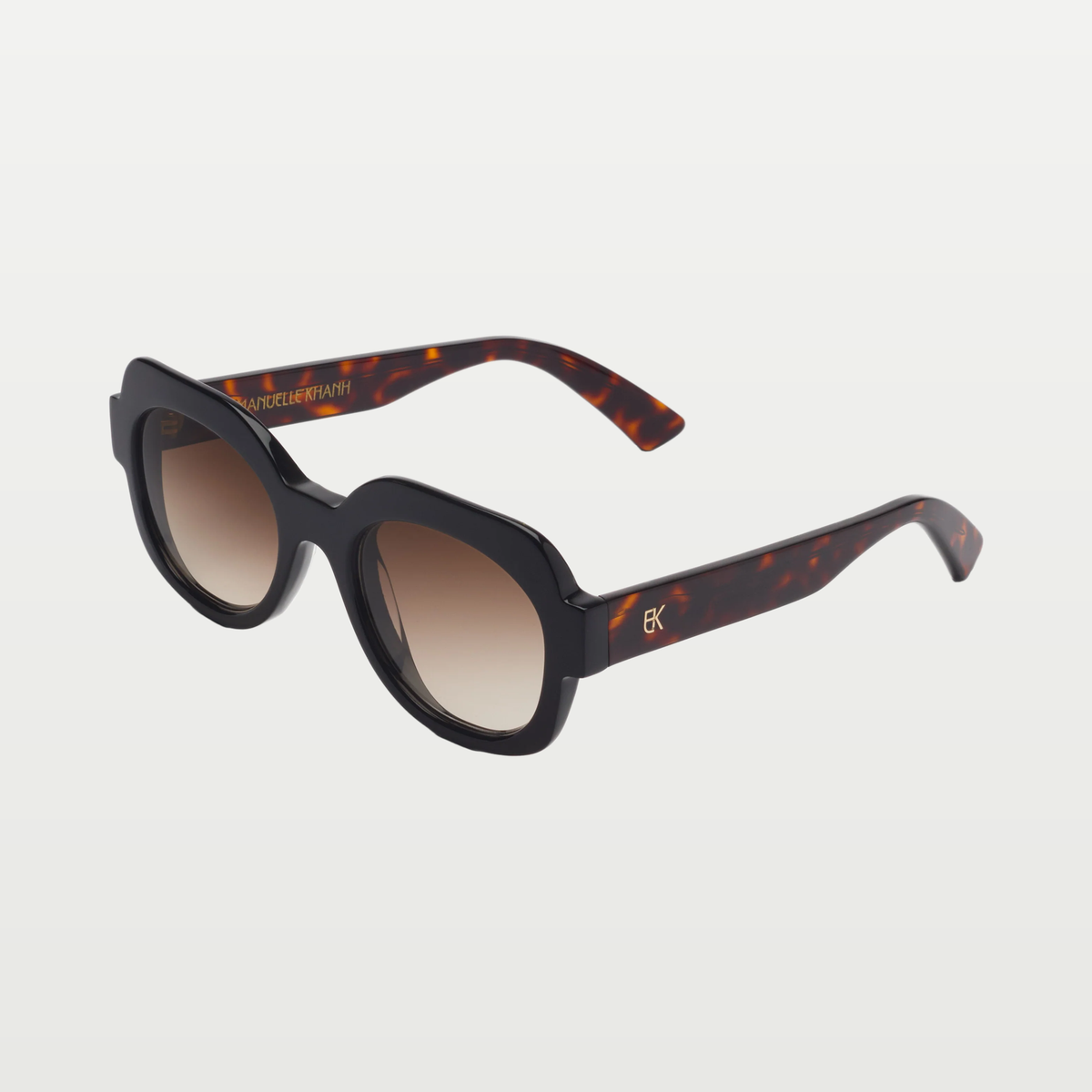 Emmanuelle Khanh Sunglasses SATIN — BLACK - DARK TORTOISE