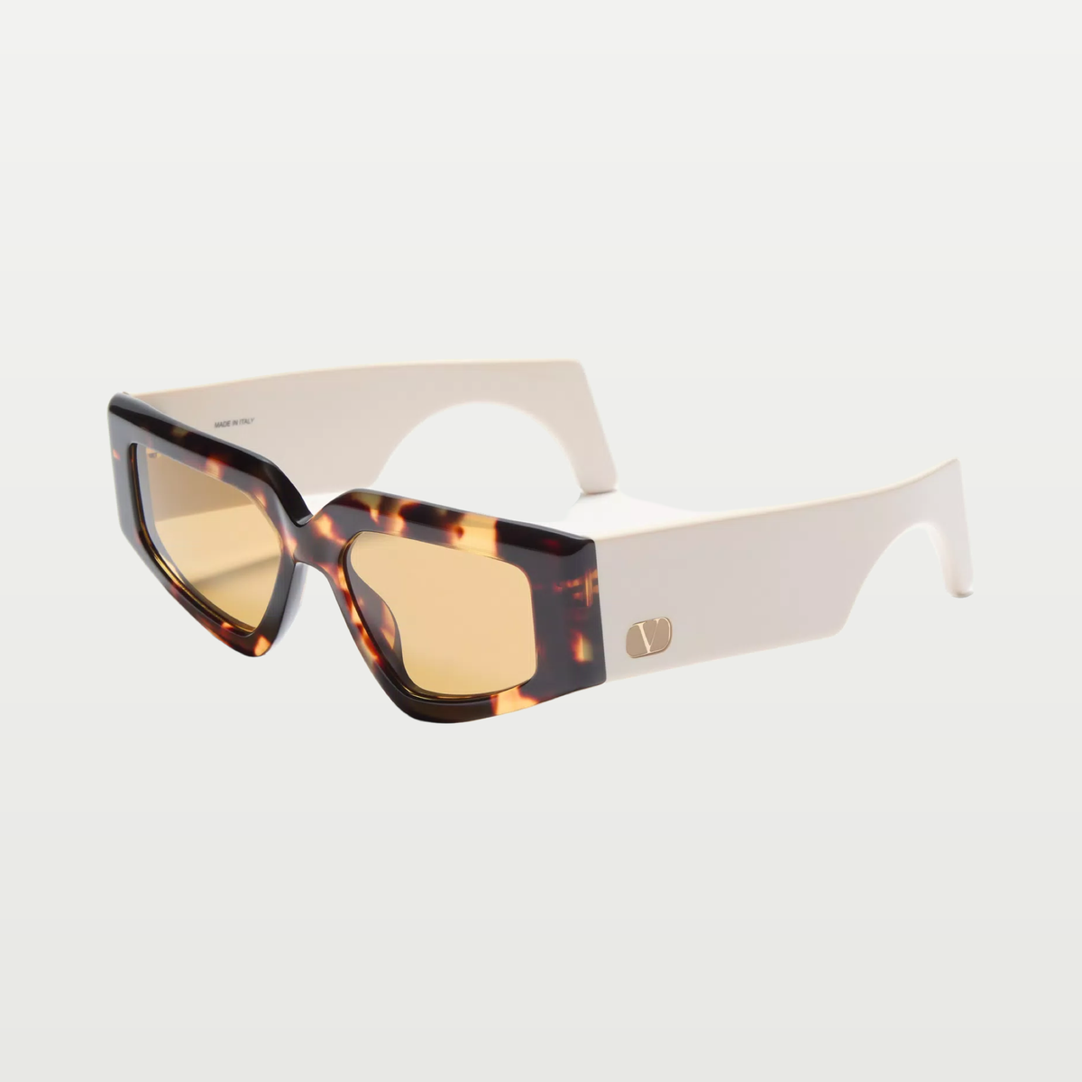 Valentino Geometric Acetate Eyewear — IVORY/BLACK/BROWN