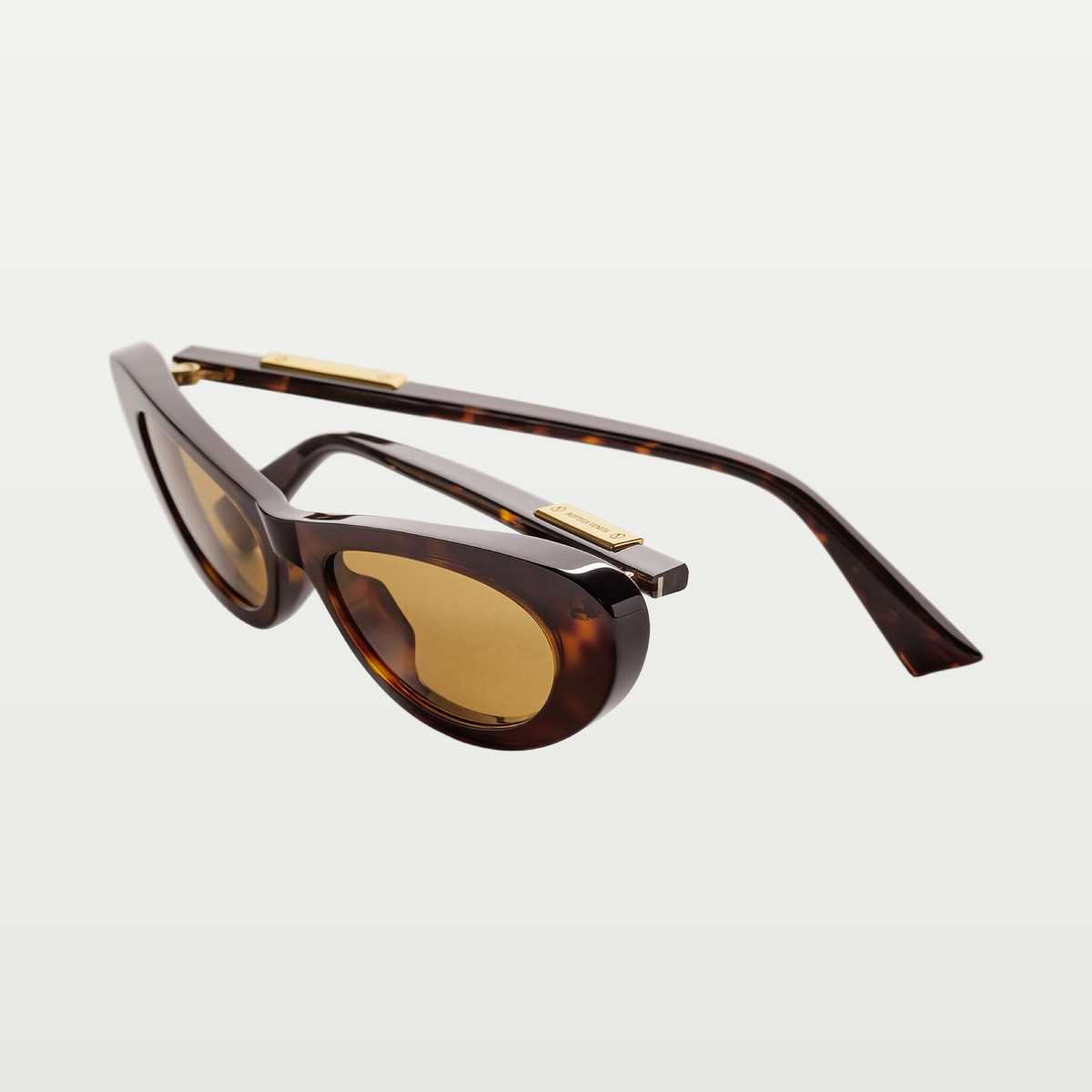 Bottega Veneta Snap Oval Sunglasses in Havana/yellow