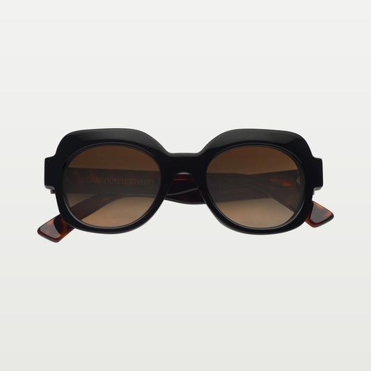 Emmanuelle Khanh Sunglasses SATIN — BLACK - DARK TORTOISE