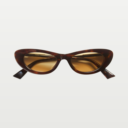 Bottega Veneta Snap Oval Sunglasses in Havana/yellow