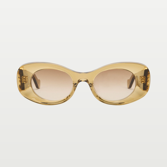 LOEWE Beveled Oval Maxi Anagram sunglasses in Transparent Olive