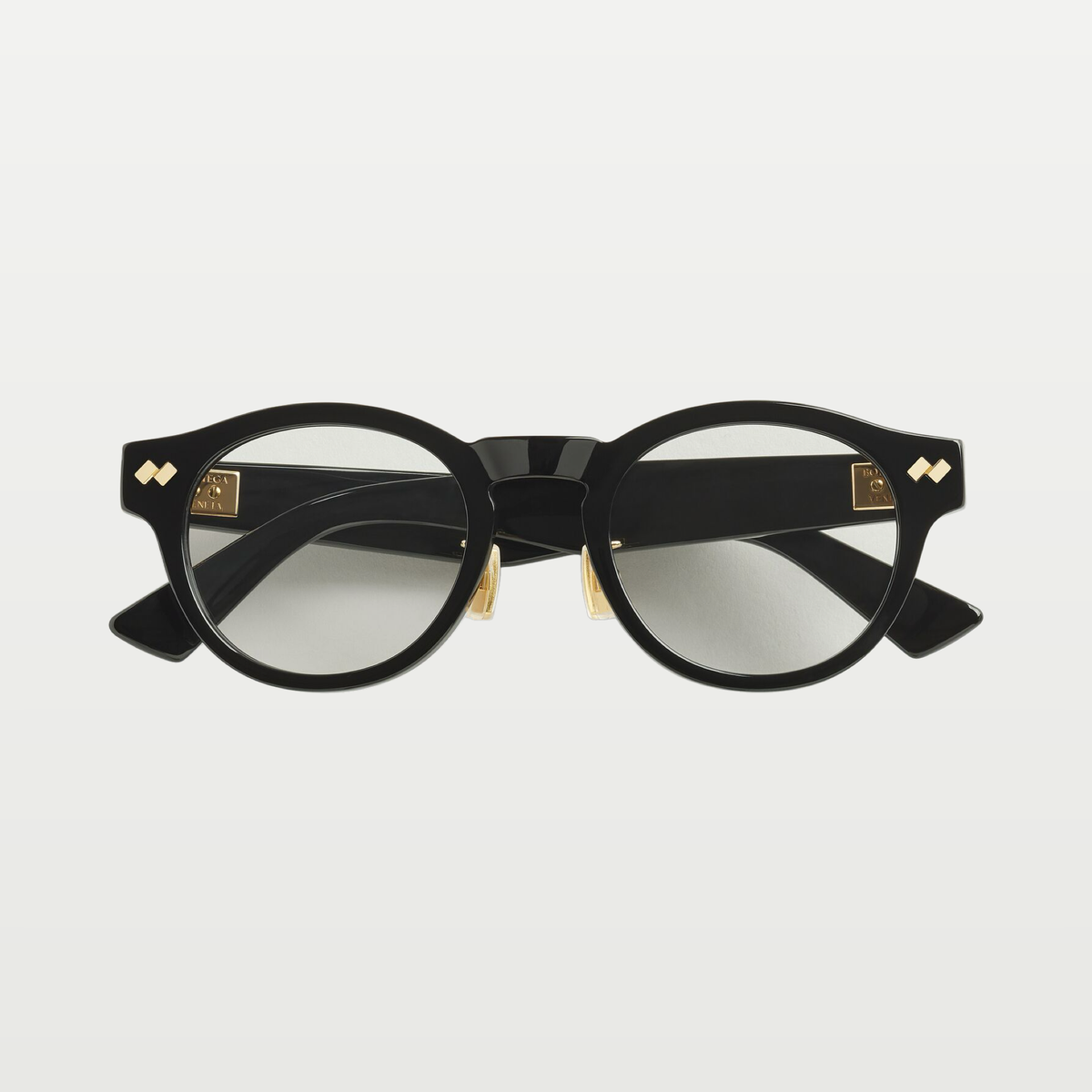 Bottega Veneta Dizzy Round Eyeglasses in Black/transparent