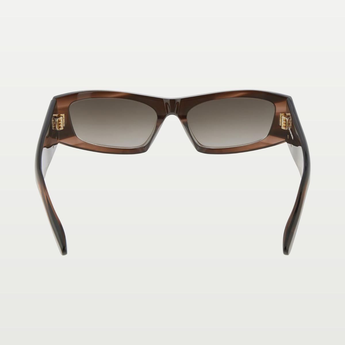 Balenciaga Women's Nano Rectangle Af Sunglasses in Metallic Brown Havana