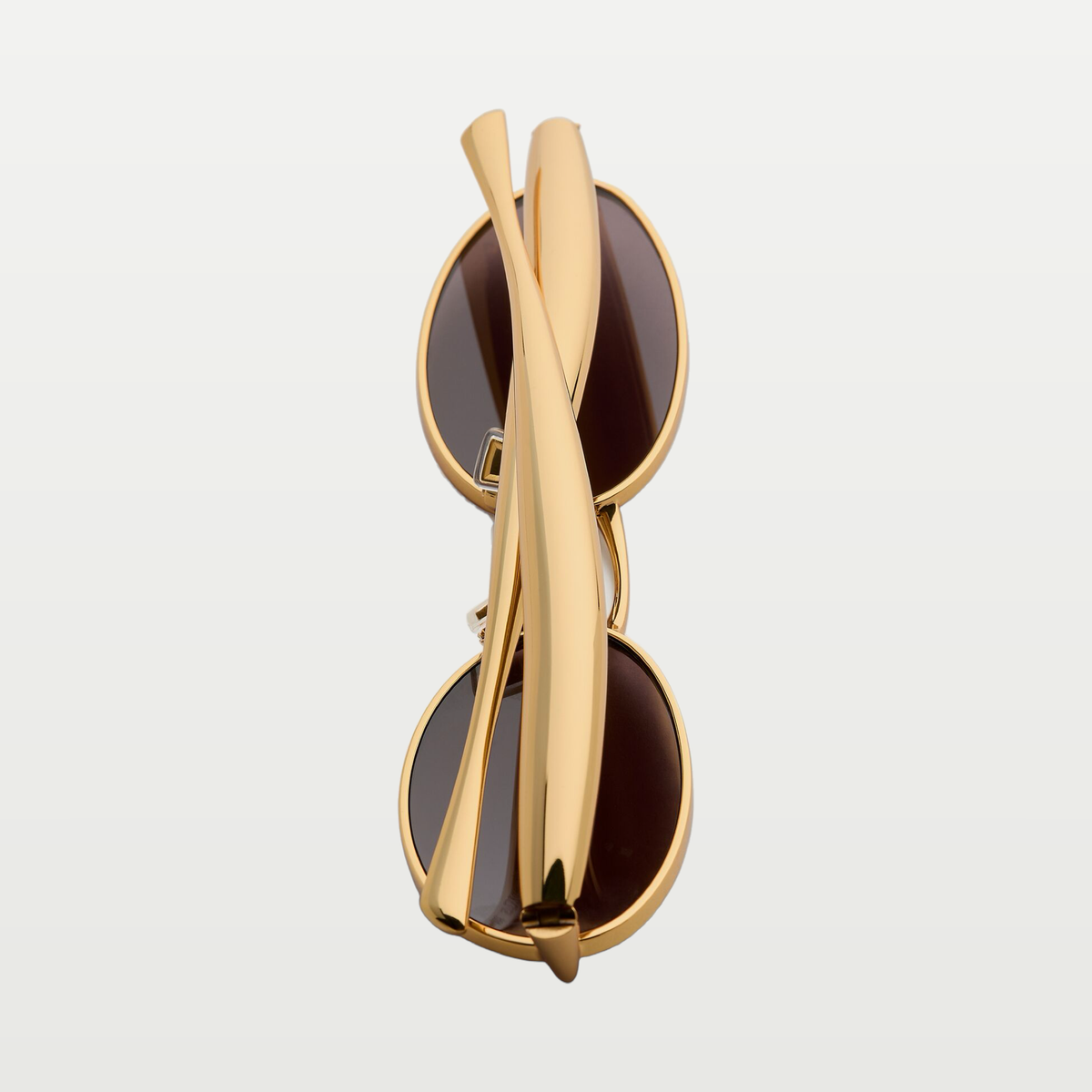Bottega Veneta Sardine Oval Sunglasses in Gold/grey