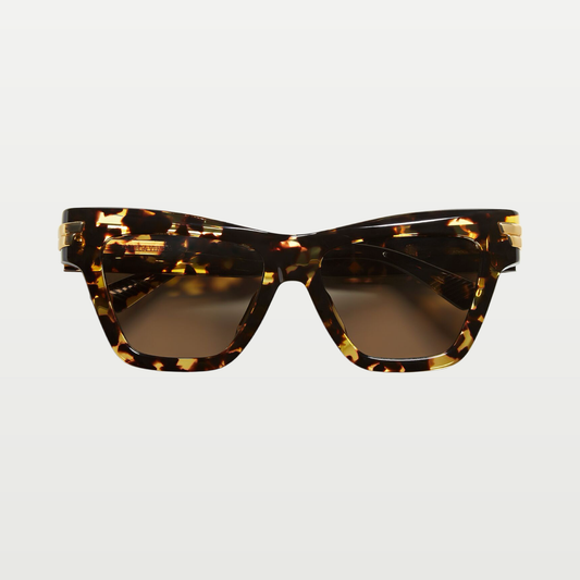 Bottega Veneta Mitre Cat Eye Sunglasses in Havana/brown