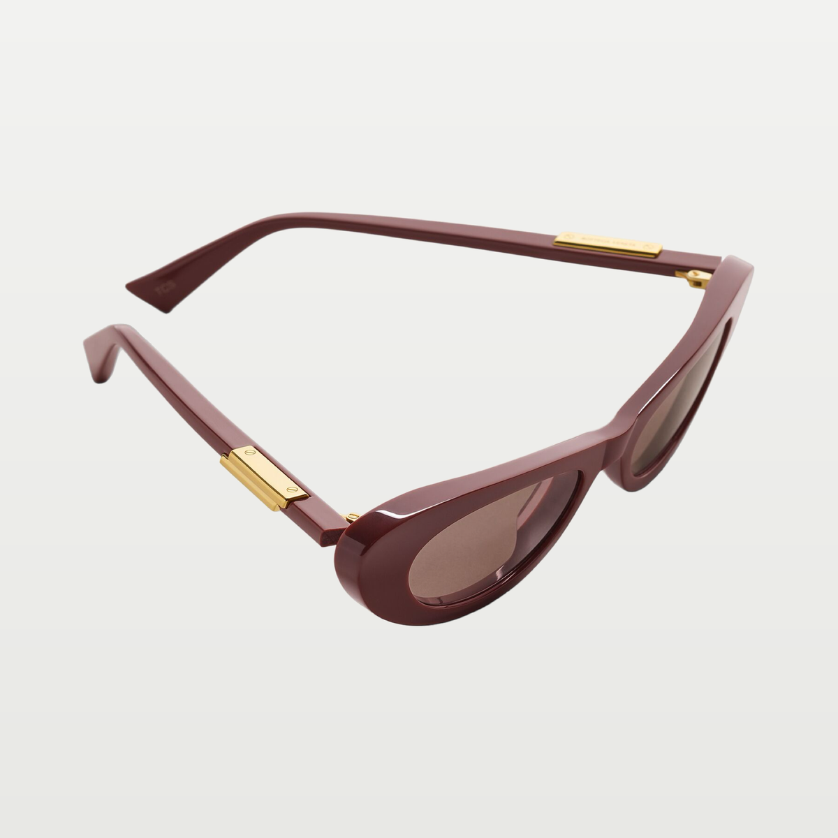 Bottega Veneta Snap Oval Sunglasses in Burgundy/brown