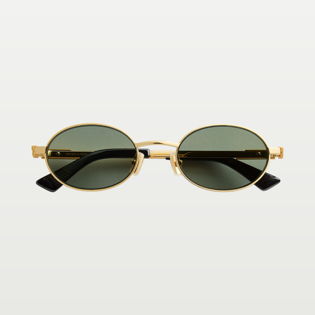 Bottega Veneta Classic Oval Sunglasses in Gold/green