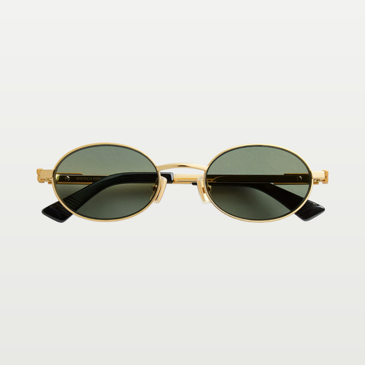 Bottega Veneta Classic Oval Sunglasses in Gold/green