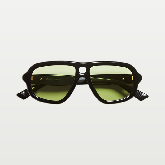 Bottega Veneta Sophia Ribbon Aviator Sunglasses in Black/green