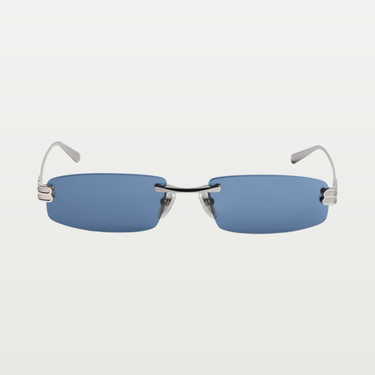 Balenciaga Women's Gossip Rectangle M Sunglasses in Dark Ruthenium/blue — Dark Ruthenium/Blue