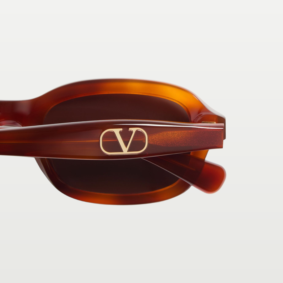 Valentino Rectangular Acetate Eyewear — HAVANA/BROWN