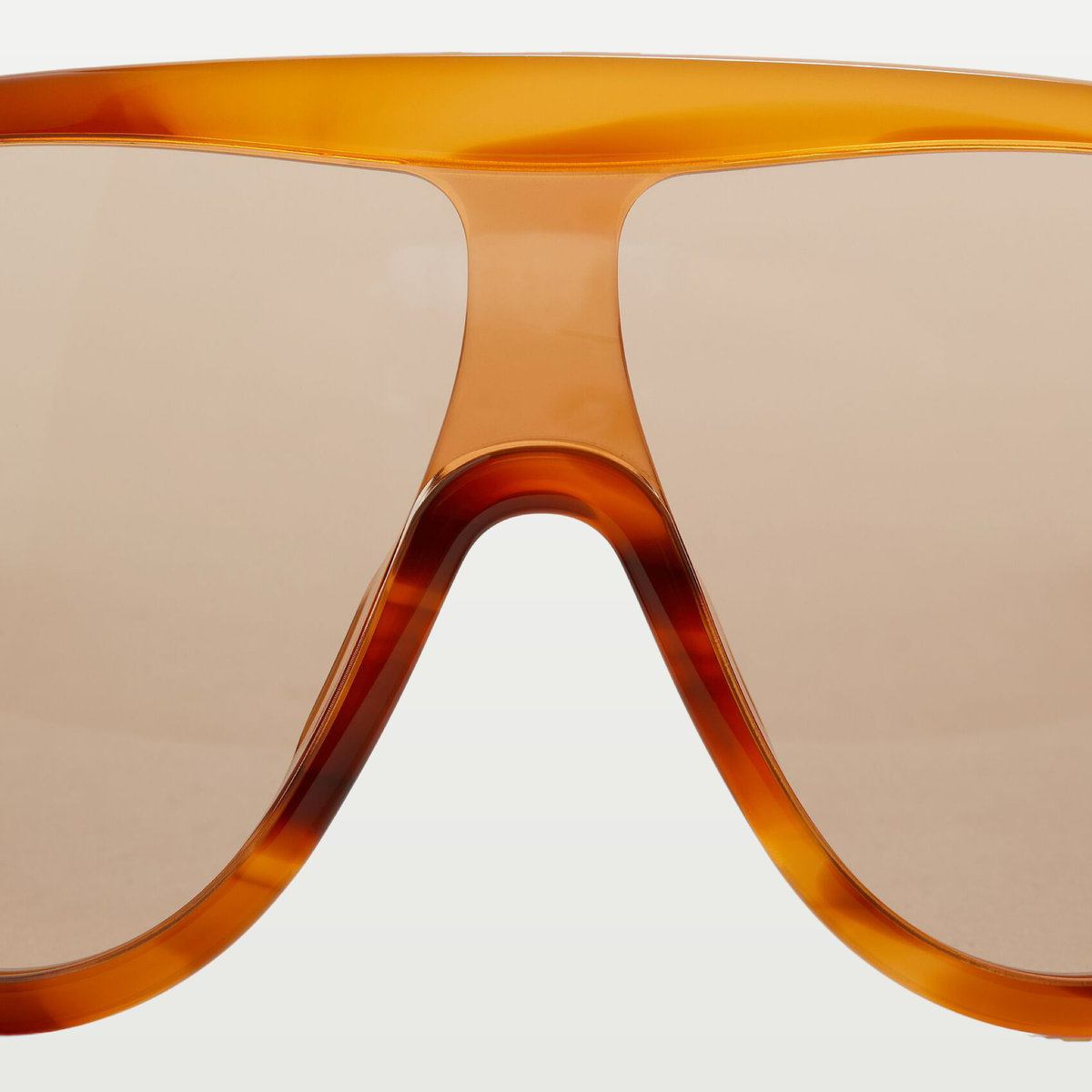 Bottega Veneta Scudo Shield Sunglasses in Havana/brown